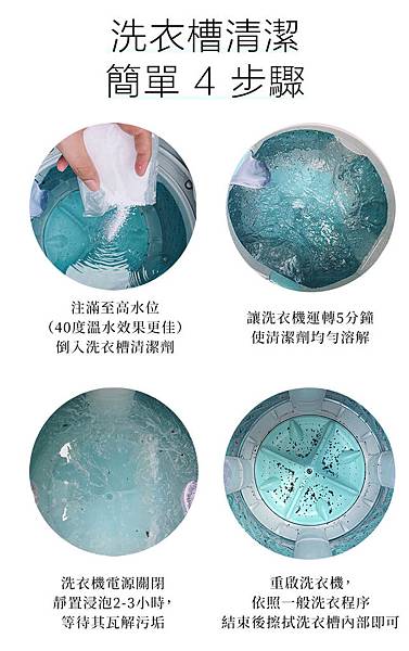 洗衣槽抗菌清潔劑-06-清潔簡易四步驟 洗衣槽抗菌清潔劑-06-清潔簡易四步驟