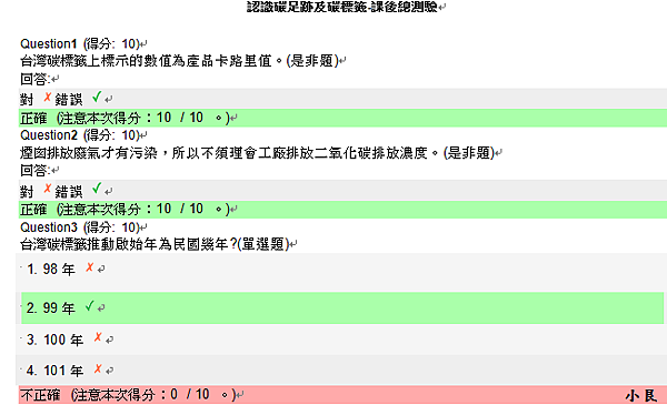 認識碳足跡及碳標籤-課後總測驗01