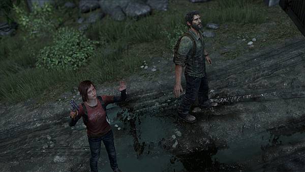 Ellie and Joel at gunpoint