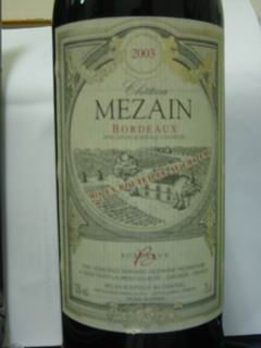 Dulong Chateau Mezain Bordeaux Rouge AOC 2003