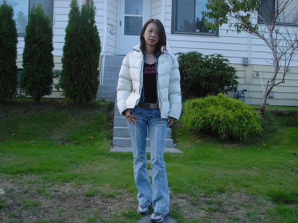 Sandy in front of homestay.JPG