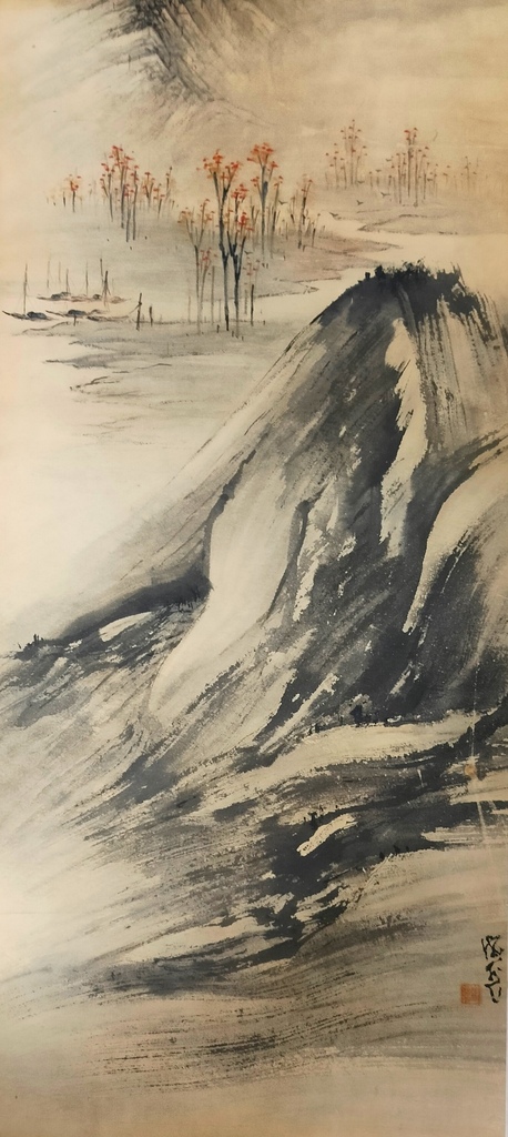 丹楓疏林歸棹閑