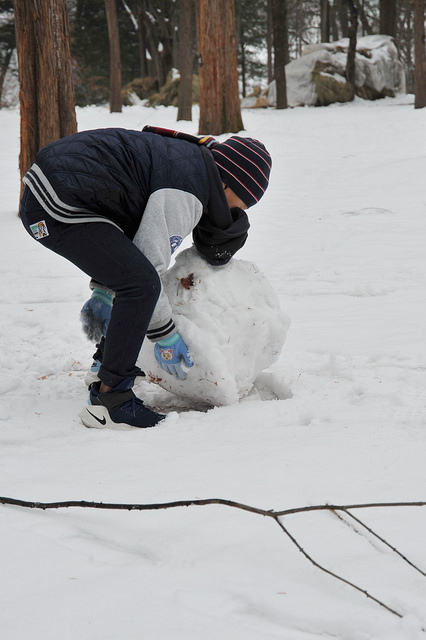 韓國-南怡島-賞雪-水杉家族庭園-滾雪球