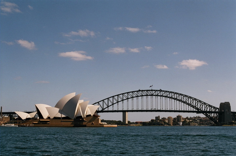 Sydney Opera House and Harbour Bridge-by Nikomat FT2