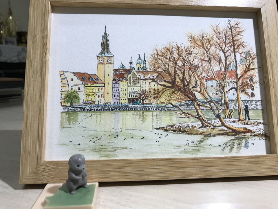 伏爾塔瓦河-布拉格-水彩 伏爾塔瓦河-布拉格-水彩