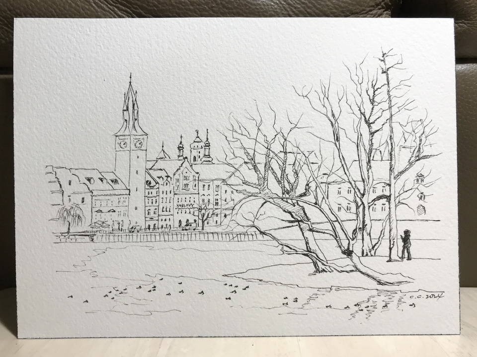 伏爾塔瓦河-布拉格-水彩 伏爾塔瓦河-布拉格-水彩