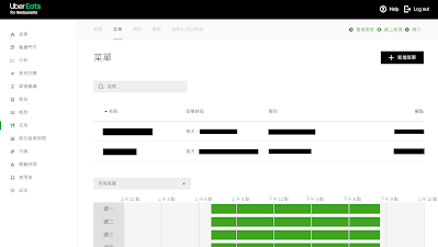 UberEats菜單時段