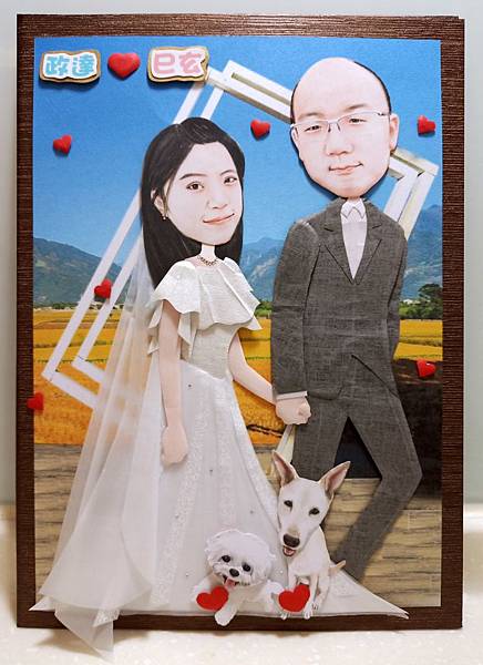 客製化結婚證書 紙雕卡片 Q版人像 手繪