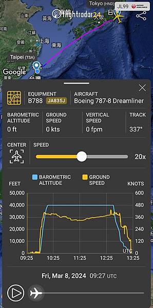 《飛行記錄》日本航空 JL99 HND-TSA B787-8
