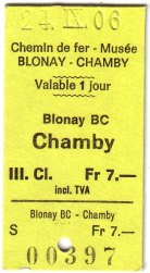 Blonay-Chamby 鐵道車票