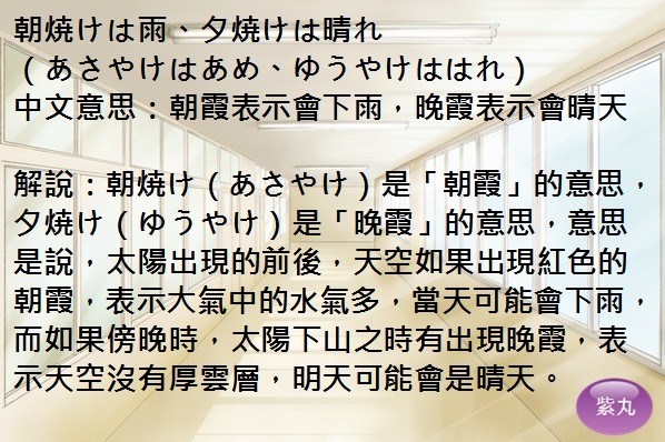 紫丸日文朝焼けは雨、夕焼けは晴れ