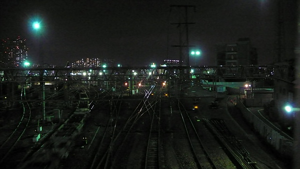 南千住的鐵軌交錯夜景