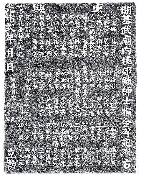 2-3-034：重興開基武廟內境郊舖紳士捐金碑記