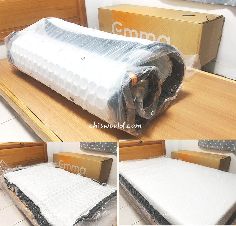 德國Emma石墨烯黑鑽床墊採捲式真空包裝，方便安裝