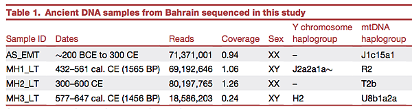 阿拉伯東方海島,波斯灣「巴林」的古代DNA 阿拉伯東方海島,波斯灣「巴林」的古代DNA