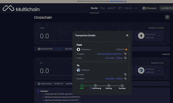ETH 鏈上的錢 若何用Mutichains轉帳到Arbit