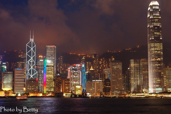 在九龍欣賞港島的夜景