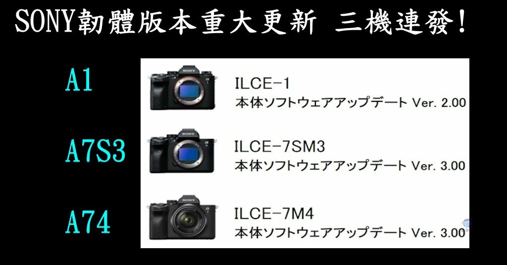 Pixnet-1567-014_SONY A1 ILCE-1韌體更新2.00,,SONY A7S3 ILCE-7SM3韌體更新 3.00,SONY A74 ILCE-7M4韌體更新3.00_sony firmware a1 a7sm3 a74 01 - 複製 - 複製_结果.jpg