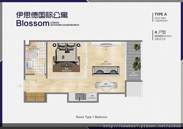 户型图-1房A戶型30-32平米_調整大小