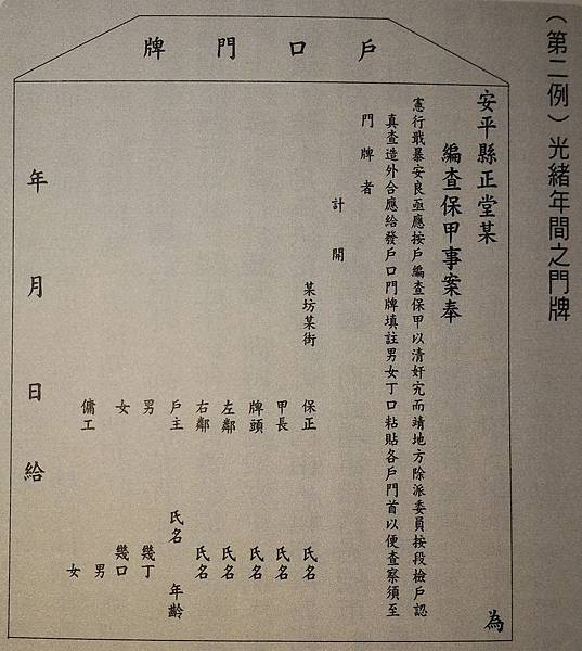 調單/通土甲/保甲、總理/普渡建醮/繞境祭祀/由烟戶門牌、保