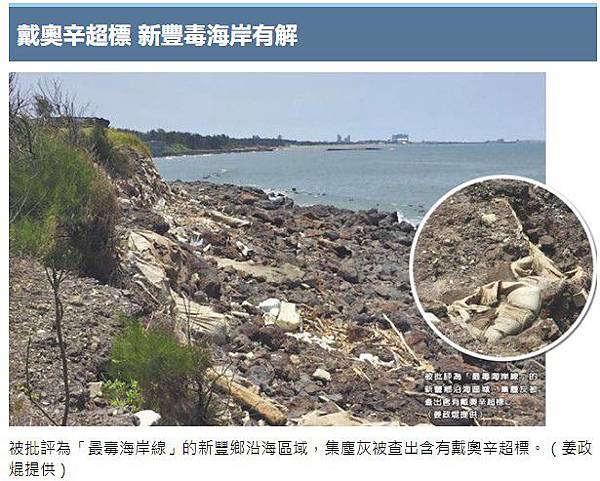 新竹縣新豐鄉海岸是「最毒海岸線」電弧爐的集塵灰，經採樣送驗，