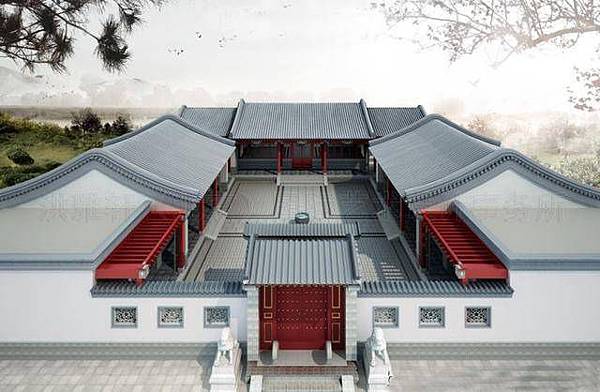 板橋林本源五落大厝/一個院子四面建有房屋,通常由正房、東西廂 板橋林本源五落大厝/一個院子四面建有房屋,通常由正房、東西廂