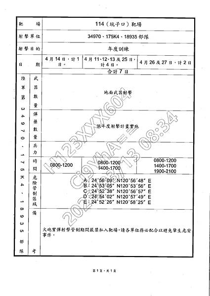 新豐坑子口靶場佔地三百六十多公頃/陸軍第6軍團21砲指部國軍