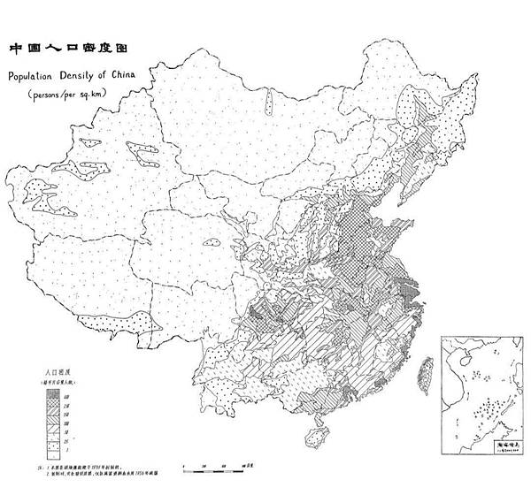 胡煥庸線根據1933年的人口分布圖與人口密度圖-黑河-騰衝線