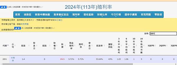 現金殖利率查詢