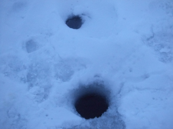 the holes for ice fishing