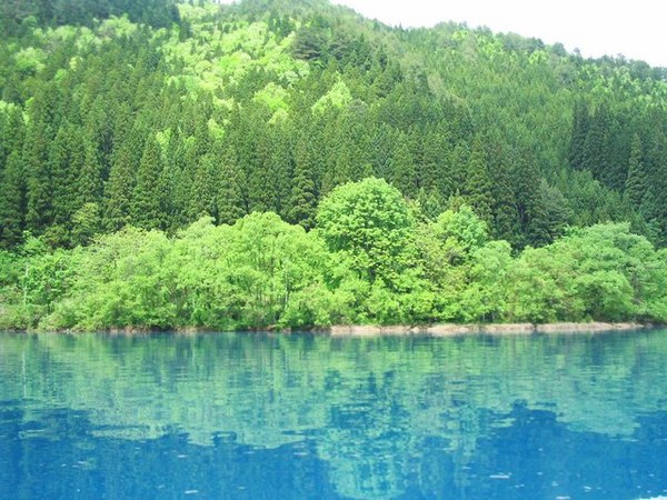 碧綠的湖水,青翠的山巒