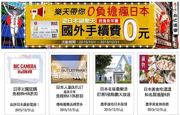 【日本旅遊】樂天JCB信用卡在手，日本食衣住行一切都OK