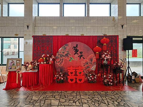 名家花苑新北市婚禮布置==金山兄弟食堂浪漫紅色中國風婚禮