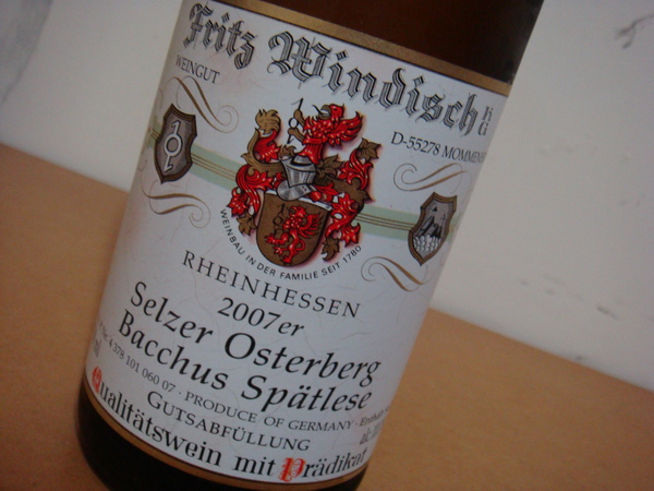 2007 Fritz Windisch Selzer Osterberg Bacchus Spaetlese