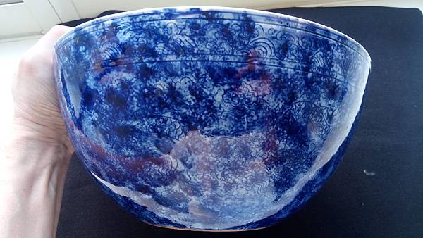E-12)大明宣徳年製藍釉大鉢 大明宣徳年製