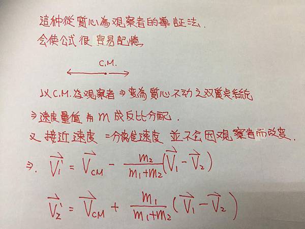 一維彈性碰撞公式導證-質心5 一維彈性碰撞公式導證-質心5
