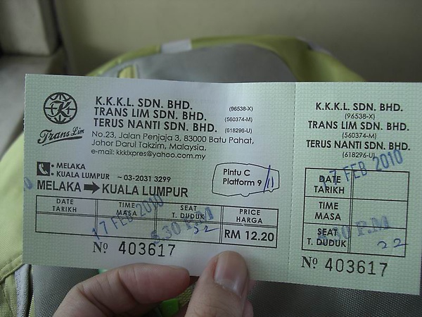 ticket back to Kuala Lumpur