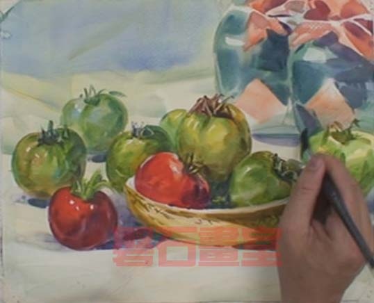 有番茄酒罈的靜物 水此教學示範