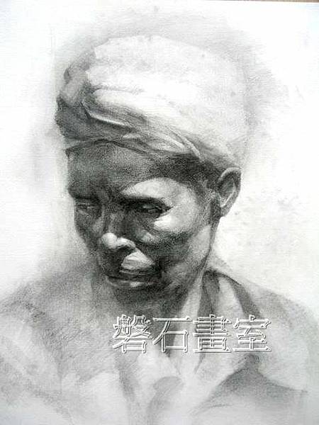 非洲婦女 炭筆素描肖像教學示範