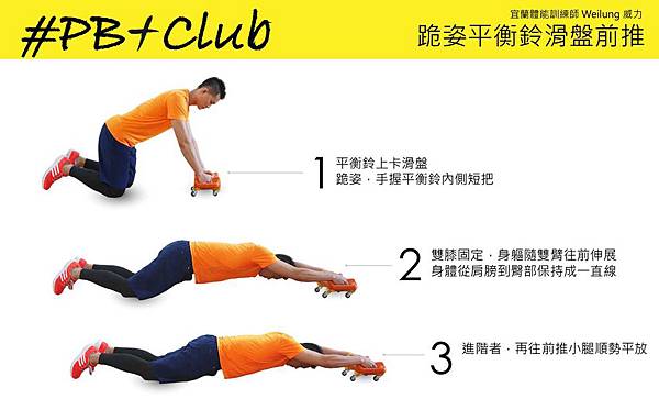 跪姿平衡鈴滑盤前推 Kneeling Parabell Wheel-1 跪姿平衡鈴滑盤前推 Kneeling Parabell Wheel-1