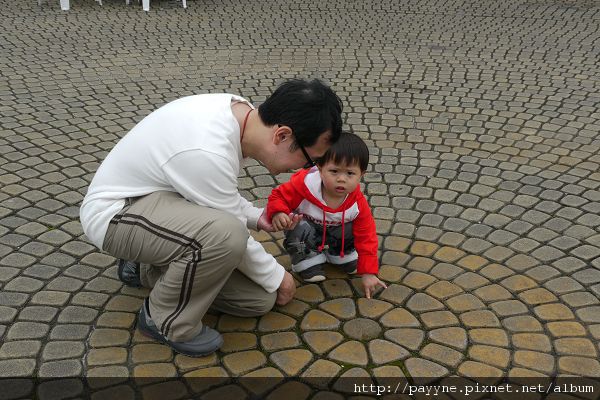 20100417-明明是來看動物的，但是我卻對這個磚頭排成的圓形中心點最感興趣。