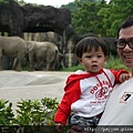 20100417-記得一歲一個月時來到動物園，看到超巨大的大象，怕到假裝視而不見。相隔半年之後再看到大象，大家可以對照一下兩張照片，老實說有點驚恐的表情幾乎一樣。不過，這次我真的不怕