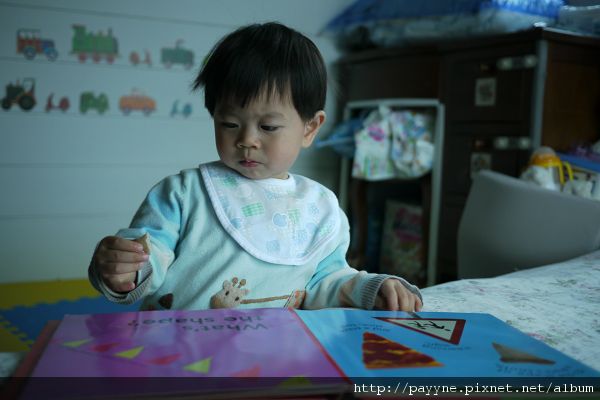 2010.04.27-把餅乾咬成三角形，瞧我拿書來比照~