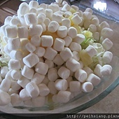 Salad + pineapple + marshmallows