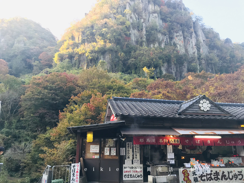 漂亮的紅色深耶馬溪紅葉 一目八景與手工蕎麥麵 行動貓