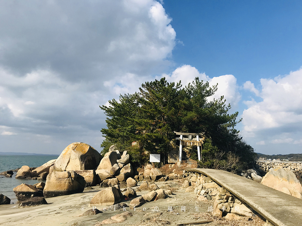 福岡糸島的秘境ー箱島神社與枯木海砂的海鹽布丁