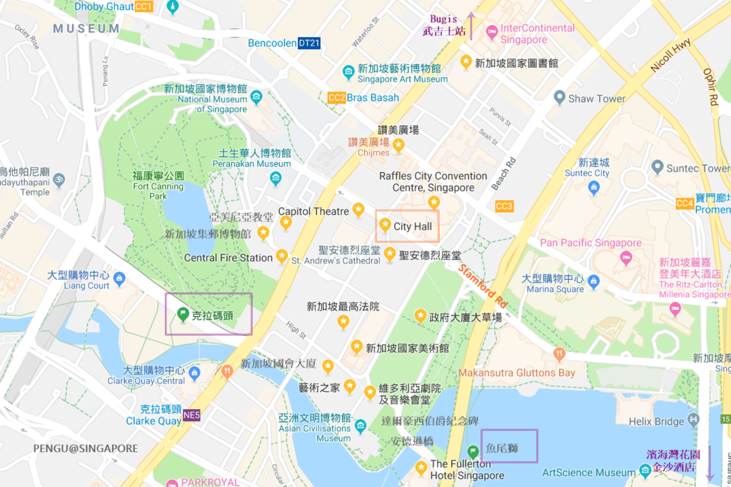 新加坡行政區景點地圖