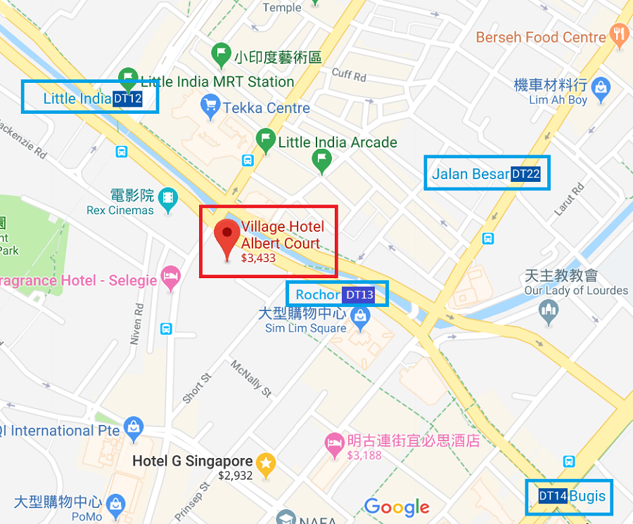 Village Hotel Albert Court 地圖