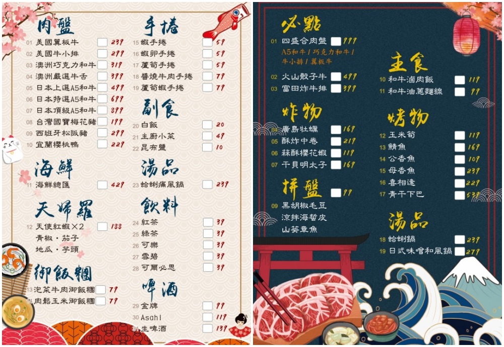 富田和牛燒肉菜單