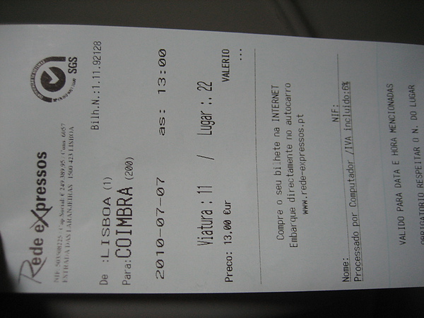 ticket to Coimbra~